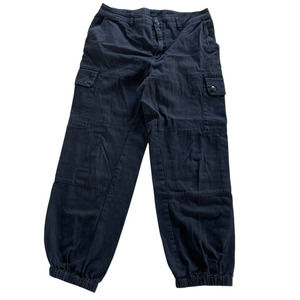 Know One Cares Pants Womens Large Black Cargo Utility Jogger High Rise Cotton